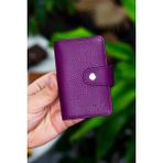 Garbalia Adanus Kartlık Hakiki Deri Erkekler İçin RFID Engelleyici 11 cm Küçük Boy - Mürdüm