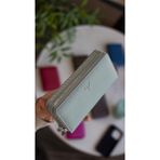 Garbalia Orleans Hakiki Deri Telefon Bölmeli El Çantası Cüzdan Kartlık - Mint Yeşili