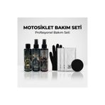 Gard Motosiklet Bakım Seti - Krom & Alüminyum Cilası, Grenaj & Plastik Losyonu, Lastik Parlatıcı 125 ml + Eldiven, Sünger ve 3 Mikrofiber Bez