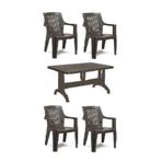Gardelia 4 Adet Elegance Rattan Efektli Plastik Sandalye + 70x120 Plastik Masa Balkon Bahçe Sandalyesi