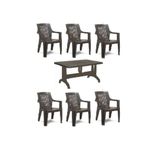 Gardelia 6 Adet Elegance Rattan Efektli Plastik Sandalye + 70X120 Plastik Masa Balkon Bahçe Sandalyesi