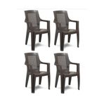 Gardelia Elegance Rattan Efektli Plastik Sandalye Bahçe Sandalyesi 4 Adet