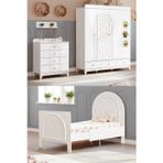 Garden Çocuk Odası Takımı, Garden 4 Kapaklı Dolap, Garden Büyüyen Beşik, Şifonyer - Beyaz