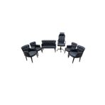 Garden House 6 Kişilik Pera Siyah Deri Ofis Koltuk Takımı Ofis, Bekleme - 2+1+1+1+1+Makam Koltuğu