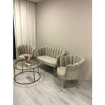 Garden House Papatya Çay Seti - Büro Cafe Restoran Kuaför Otel Kamu İçin Vizon Kumaş Telli Metal Ayaklı 2 1 1