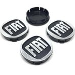 Gardenauto Fiat Kabartma Geçme Jant Göbeği Krom Siyah 4'lü 60MM/55MM
