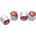 Gardenauto Honda Sibop Kapağı Alüminyum 4 Adet (Ithal Ürün) - Kırmızı-Beyaz Logo - Gümüş
