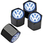 Gardenauto Volkswagen Mavi Logolu Sibop Kapağı 4 Adet Paslanmaz Çelik Siyah Renk