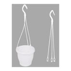 Gardenbox Katı Plastik Makrome Askılı Saksı, 15 Adet, Beyaz, 16 cm