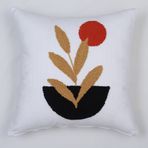 GARDENIA CITY/Bahar Dalı- Punch İşlemeli El Yapımı Dekoratif Kırlent Kılıfı 40*40 cm Koltuk, Oturma Odası ve Bahçe için. Fermuarlı Pamuk Keten Dekoratif Kırlent Kılıfları