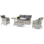 Gardenista Harmony - Rattan Bahçe Balkon Oturma Takımı - Beyaz - Gri
