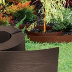 GARDENIX Esnek plastik çim kenarlığı, 10 m, yükseklik 8 cm, ahşap görünümlü çim tarh kenarlığı, yuvarlak tarh kenarlığı, hava koşullarına dayanıklı çim sınırlama, kahverengi çim kenarlığı