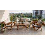 Gardenlove Bahçe Balkon Koltuk Masif Ahşap Kestane Ağacı 3+1+1 Koltuk Masa Takımı