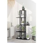 Gardenya Dekoratif Çiçeklik Raf – 60x25x120 cm | MDF Gövde, PVC Kenar, Kolay Kurulum, Demonte Gönderim | Messer Marka E1 Standardı Uyumlu Raf Ünitesi (Siyah)