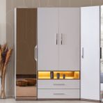 Gardırop, Milano 4 Kapaklı Çekmeceli, Aynalı Köşe Dolap - milano-4kdolap - Beyaz