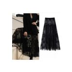 GARDIROZA Siyah Maxi Boy Dantel Etek,Maxi İthal GüpürEtek,İçi Mini Güpür Etek,Gotik Etek