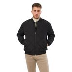 GAREN Erkek Kapitone Baharlık Baklava Desenli Ceket | Su İtici, Rüzgar Geçirmez, Regular Fit-MM-6533-SİYAH-S