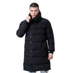 GAREN Erkek Şişme Oversize Uzun Su ve Rüzgar Geçirmez Waterproof Kaban Mont | Siyah, Boğazlı Yaka, Astarlı-ZENO-03-SİYAH-S