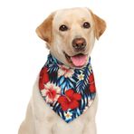 Garlaibi Kırmızı pembe Hibiscus çiçek palmiye yaprakları tropikal Hawaii köpek Bandana eşarp üçgen önlükler Pet aksesuarları kedi fular
