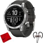Garmin 010-02-2017 Fenix 7 Smartwatch - Graphite Band İle Gümüş | Resmi Abd Ortak Modeli | Sche With Deco Gear Manyetik Kablosuz Sport Earbuds + Deco Gear Microfiber Temizlik Kumaş