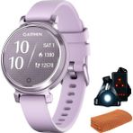 Garmin 010-02208-01 Lily 2 Akıllı Saat Metallic Lilac With Lilac Silikon Band | Resmi Abd Ortak Modeli | Spor Havlusu + Deco Essentials Wearable Commuter & Front Safety Light Light Light - Siyah