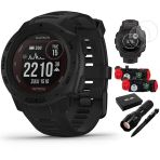 Garmin 010-02293-13 Instinct Solar Rugged Açık Taktik İzle Black Sche With Ekran Koruyucu 2Pack, 2Pack Emergency Shoes With Sos Led Light Bıçağı And Flashlight And Taktik Pen