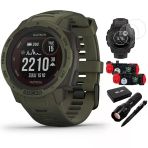 Garmin 010-02293-14 Instinct Solar Rugged Open Taktik Edition Moss Sche With Ekran Koruyucu 2Pack, 2Pack Emergency Shoes With Sos Led Light Bıçağı And Flashlight And Taktik Pen