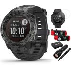 Garmin 010-02293-15 Instinct Solar Rugged Open Watch Camo Edition Graphite Camo Sche With Ekran Koruyucu 2Pack, 2Pack Emergency Shoes With Sos Light B