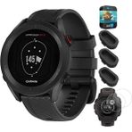 Garmin 010-02472-00 Yaklaşım S12 Gps Golf Watch 42K + Preloaded Courses Black Sche With Deco Essentials Silikon Toz Cover 3 Pack, Ekran Koruyucu 2 Pack ve 2 Yr Cps Geliştirilmiş Koruma Paketi - Siyah