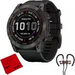 Garmin 010-02539-24 Fenix 7S Sapphire Solar Smartwatch - Karbon Gray Siyah Band Sche İle Deco Gear Manyetik Kablosuz Sport Earbuds Ve Deco Gear Microfiber Temizlik Kumaşı