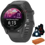 Garmin 010-02641-00 Forerunner 255 Gps Smartwatch, Slate Gray | Resmi Abd Ortak Modeli | İşout Soğutma Spor Havlusu Ve Deco Essentials Wearable Commuter Front Ve Arka Güvenlik Işık Işık Işıkları
