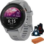 Garmin 010-02641-02 Forerunner 255S Gps , Toz Grey | Resmi Abd Ortak Modeli | Işout Soğutma Spor Havlusu ve Deco Essentials Wearable Commuter Front & Arka Safety Light - Siyah