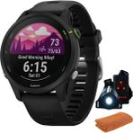 Garmin 010-02641-20 Forerunner 255 Music Gps Akıllı Saat, Black | Resmi Abd Ortak Modeli | Işout Soğutma Spor Havlusu ve Deco Essentials Wearable Commuter Front ve Arka Güvenlik Işık Işıkları - Siyah