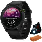Garmin 010-02641-20 Forerunner 255 Music Gps Smartwatch, Black | Resmi Abd Ortak Modeli | İşout Soğutma Spor Havlusu Ve Deco Essentials Wearable Commuter Front Ve Arka Güvenlik Işık Işıkları