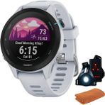 Garmin 010-02641-21 Forerunner 255 Music Gps Akıllı Saat , Whitestone | Resmi Abd Ortak Modeli | Spor Havlusu + Deco Essentials Wearable Commuter And Front Safety Light Light - Siyah