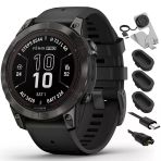 Garmin 010-02777-10 Fenix 7 Pro Sapphire Solar, Gps Smartwatch, İnşa Edilmiş Flashlight Black Sche With Deco Essentials Şarj Dock, Silikon Dust Cover 3 Pack Ve Usb Type C Şarj Ve Sync Cable