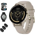 Garmin 010-02785-02 Venu 3s Health Fitness Gps Akıllı Saatgold Steel Bezel With French Gray Case 41MM Sche With Dust Cover 3 Pack, 2pack Ekran Koruyucu ve 2 Yr Cps Geliştirilmiş Koruma Paketi - Siyah