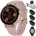 Garmin 010-02785-03 Venu 3s Health Fitness Gps Akıllı Saat Gold Steel Bezel With Dust Rose Case 41MM Sche With Deco Essentials Şarj Dock, Dust Cover 3 Pack ve 2pack Ekran Koruyucu - Siyah