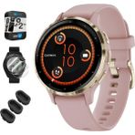 Garmin 010-02785-03 Venu 3s Health Fitness Gps Akıllı Saat Gold Steel Bezel With Dust Rose Case 41MM Sche With Dust Cover 3 Pack, 2pack Ekran Koruyucu ve 2 Yr Cps Geliştirilmiş Koruma Paketi - Siyah