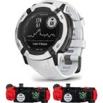 Garmin 010-02805-14 Instinct 2x Solar Rugged Gps Akıllı Saat Whitestone | Resmi Abd Ortak Modeli | Sche With Deco Essentials 2pack Emergency Paracord Wear With Sos LED - Siyah