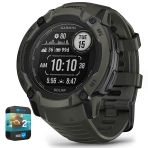 Garmin 010-02805-15 Instinct 2X Solar Rugged Gps Smartwatch Moss | Resmi Abd Ortak Modeli | Sche With 2 Yr Cps Advancedd Protection Pack