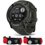 Garmin 010-02805-15 Instinct 2X Solar Rugged Gps Smartwatch Moss | Resmi Abd Ortak Modeli | Sche With Deco Essentials 2Pack Emergency Paracord Shoes W