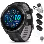 Garmin 010-02809-00 Forerunner 965 Smartwatch Black And Toz Gray Sche With Deco Essentials Şarj Dock, Silikon Dust Cover 3 Pack Ve 1.4 İnç Ekran Koruyucu