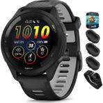 Garmin 010-02810-00 Forerunner 265 Gps Akıllı Saat - 46MM Black/powder Gray Sche ile Deco Essentials Silikon Toz Cover 3 Pack, Round Ekran Koruyucu ve 2 Yr Cps Geliştirilmiş Koruma Paketi - Siyah
