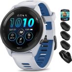 Garmin 010-02810-01 Forerunner 265 Gps Akıllı Saat Whitestone/tidal Blue Sche ile Deco Essentials Silikon Dust Cover 3 Pack, Round Ekran Koruyucu ve 2 Yr Cps Geliştirilmiş Koruma Paketi - Siyah