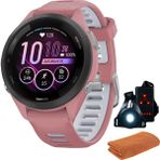 Garmin 010-02810-05 Forerunner 265S Gps Akıllı Saat, Light Pink/whitestone | Resmi Abd Ortak Modeli | Spor Havlusu + Deco Essentials Wearable Commuter Front & Arka Safety Light - Siyah