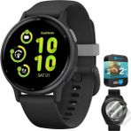 Garmin 010-02862-10AKTIF 5 Fitness Akıllı Saat, Black | Resmi Abd Ortak Modeli | Deco Essentials 2pack Ekran Koruyucu ve 2 Yr Cps Geliştirilmiş Koruma Paketi - Siyah