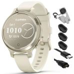 Garmin 010-02891-00 Lily 2 Active Smartwatch Ay Gold With Bone Silikon Band Sche With Deco Essentials Şarj Dock, Silikon Dust Cover 3 Pack And Usb Type C Şarj Ve Sen Cable