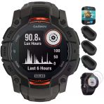 Garmin 010-02935-00 Instinct 3-50 Mm Açık Gps Smartwatch Solar Black With Charcoal Band Sche With Silikon Dust Cover 3 Pack, Ekran Koruyucu 2 Pack Ve 2 Yr Cps Geliştirilmiş Koruma Paketi