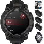 Garmin 010-02936-00 Instinct 3-45 Mm Açık Gps Smartwatch Amoled Black Band Sche İle Dust Cover 3 Pack, 2Pack Ekran Koruyucu Ve 2 Yr Cps Geliştiril